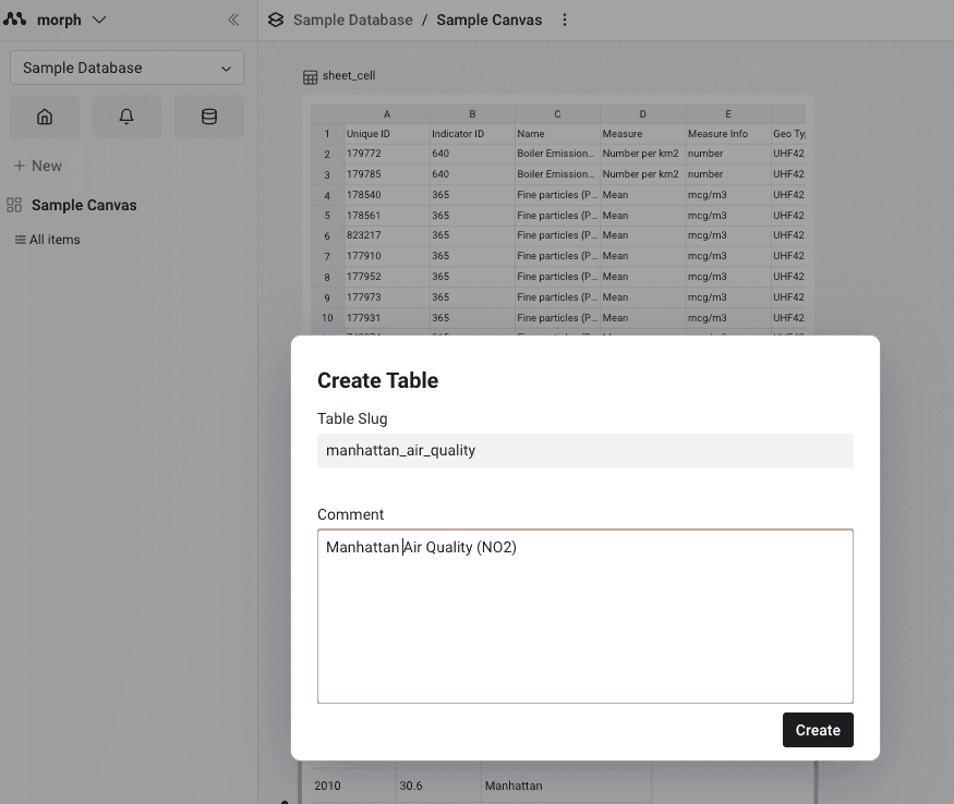 Create Table